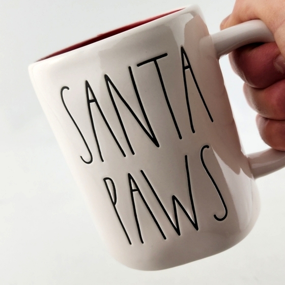 Rae Dunn Matching SANTA PAWS Marching Mug & Dog Bowl Set Large Letters White Red - Picture 6 of 15